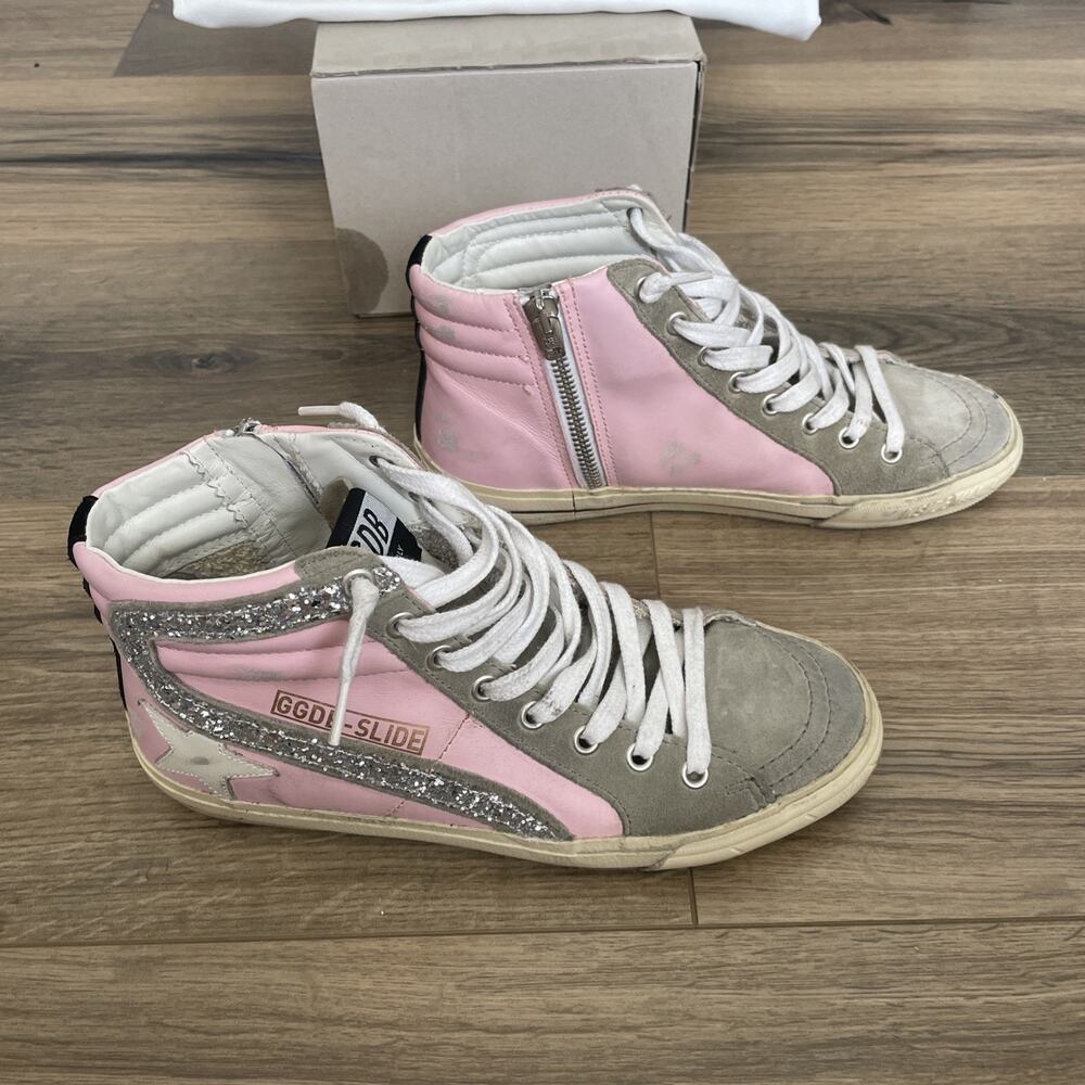 Golden Goose Slide Sneaker Dreamed in Venice Size 36 US 6 Pink Glitter High Top - Picture 8 of 15